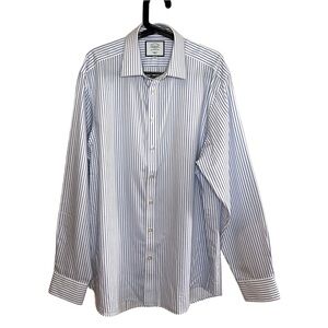 Charles Tyrwhitt - 17” Men’s Classic Non-Iron, Twill, Dress Shirt, Blue Stripes